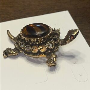 Elegant Gold and Brown Turtle Figurine